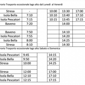 orari per isole straordinari